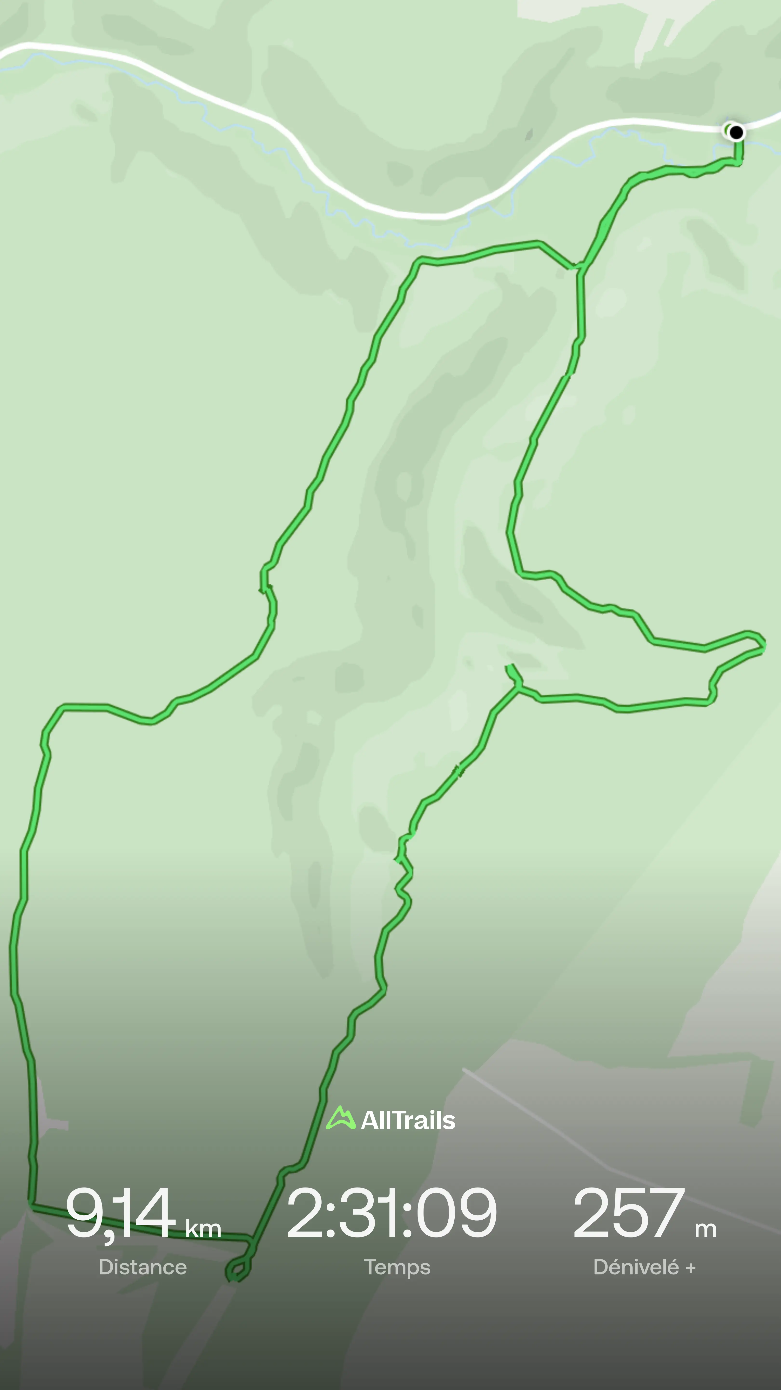 Le tracé de la boucle — 9,14 km, 257 m de dénivelé positif